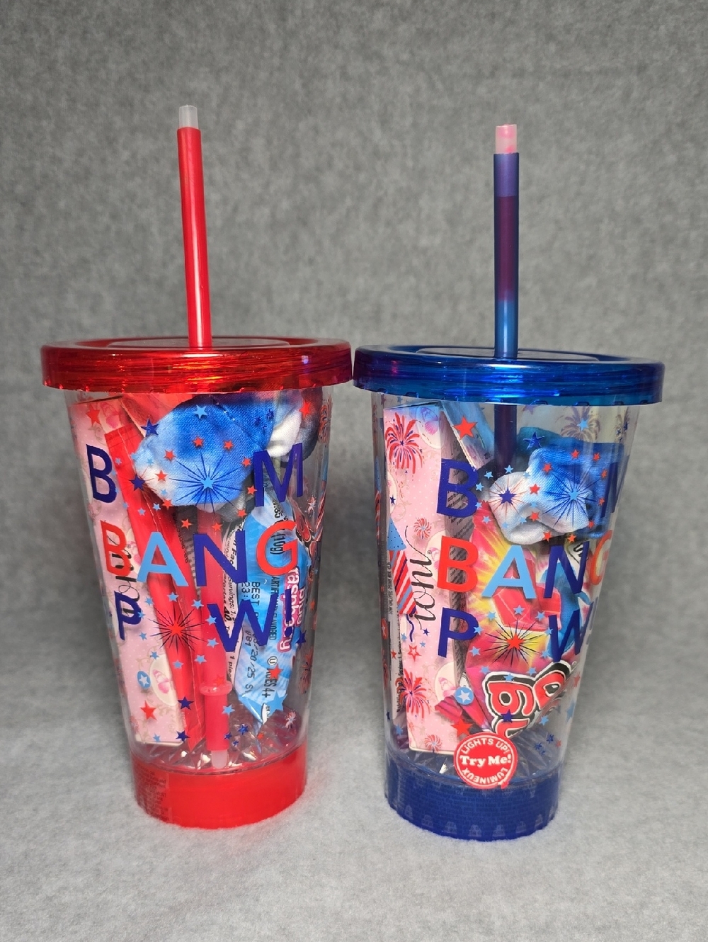 Patriotic Red and Blue Light-Up Party Tumbler Set with Straws and Accessories
